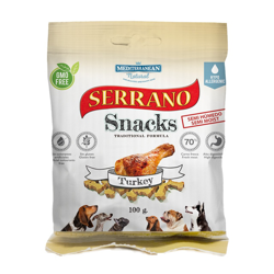 Serrano Turkey  Flavour Dog Snacks/Treats gluten free 100g singles or multi buy en oferta