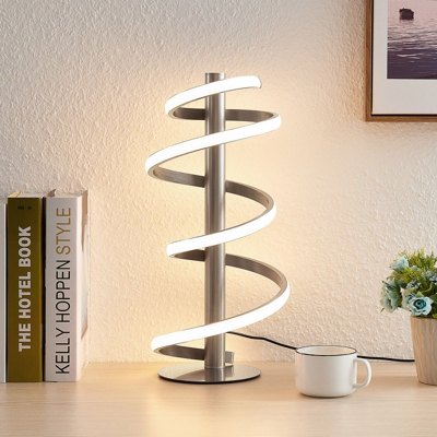 Lucande Milora lámpara de mesa LED níquel satinado