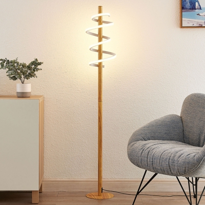 Lucande Milora lámpara de pie LED, roble claro