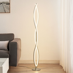 Lucande Demora lámpara de pie LED en forma girada en oferta
