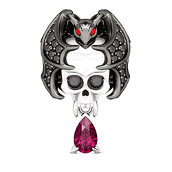 Gnoce Cráneo Abalorio De Mujer De Ley 925 Plata Esterlina"Cool Cráneo de Murciélago" Se Ilumina con Twinkle Black CZ Fashion y Cool Bat Demon Skull Ha en oferta