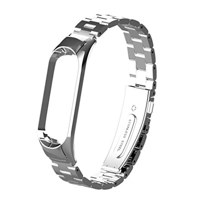 CNBOY Correa para Xiaomi Mi Band 4/Mi Band 3, Hebilla de Metal Pulsera con Acero Inoxitable Ajustable para Xiaomi Mi Band 4/ Xiaomi Mi Band 3 (Plata1)