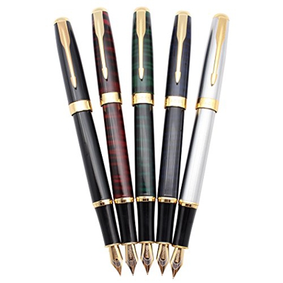 Gullor 5 piezas pluma metálica clásica B388, bolígrafos con convertidores, 5 colores diferentes