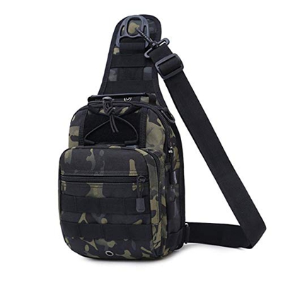 Huntvp Bandolera Riñonera Hombre Mochila Táctical Militar para Correr Senderismo Ciclismo Camping, Negro Camuflaje