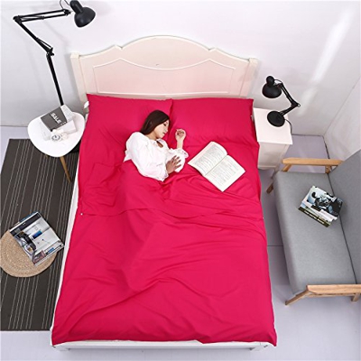 Baomasir Hüttenschlafsäcke & Inletts Microfibra, 220 x 180 cm, Saco de Dormir de Verano, Muy Adecuado para Mochilas de Viaje y hoteles, Rojo