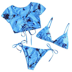 ZAFUL Bikini de triángulo para mujer de Tie Dye azul celeste M características