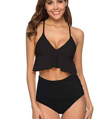 Bikini Talle Alto Volantes Push Up Mujer Piñas Trajes de Baño Flores de Dos Piezas Biquini Braga Alta Vikini Bañador Piscina Playa Trikini Mujeres Bik