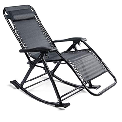 U Yoo - Tumbona plegable 2 en 1 - Sillón de balancín para jardín de relax ajustable para salón, dormitorio, terraza, carga máxima 150 kg, color negro en oferta