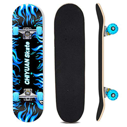 Sumeber Skateboard patineta Completa de Doble Patada con patinetas Intermitentes de 31 Pulgadas para Principiantes, niños, jóvenes y Adultos (Llama Az características