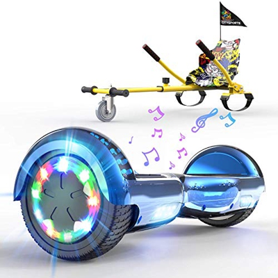 HITWAY Hoverboard de Overboard 6.5 Pulgadas y Hoverkart, Patinete Eléctrico Auto Equilibrio con Hoverkart, Scooter Eléctrico Bluetooth Asiento Kart, S