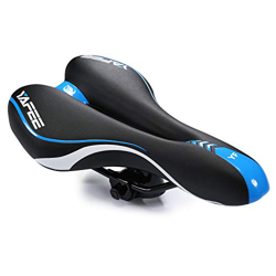 Asvert Sillín de Bicicleta Antiprostático de Ciclismo Transpirable y Ancho con Rayas Reflectantes Asiento para Bici MTB Carretera Montaña Urbana al Ai precio