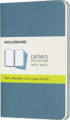 Moleskine - Cahier Journal Cuaderno de Notas, Set de 3 Cuadernos con Páginas , Tapa de Cartón y Cosido de Algodón Visible, Color Azul Teal (CAHIERS)