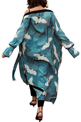 YouKD Cárdigan de Manga Larga de algodón de Verano para Mujer Vestido Largo de Boho Vestido Largo de Playa Kimono Largo Talla única precio
