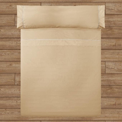 Juego Sábanas Algodón Percal - Vivo Perlado Beige cama 150 cm