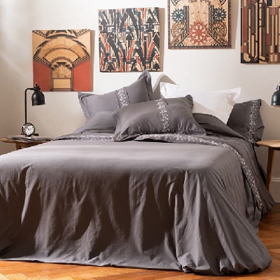 Funda nórdica Algodón Percal - Jasmin cama 180 o 200 cm Gris oscuro