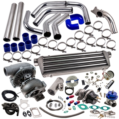 T3 T4 Turbo Turbocompresor universal Kit + Wastegate + Intercooler + Tubería + Línea de aceite