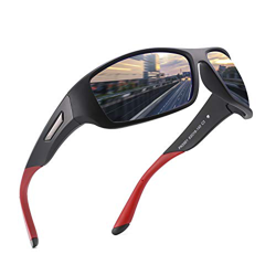 PUKCLAR Gafas de sol para hombre, polarizadas, deportivas, para ciclismo, para mujer, protección UV400, Cat 3 CE C3 negro / azul, efecto espejo, Cat 3 características