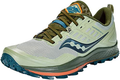 Saucony Peregrine 10, Zapatillas para Carreras de montaña Hombre, Pine/Orange, 42.5 EU