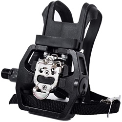 YBEKI Spinning SPD Pedales - Pedal híbrido con Jaula y Correa, Adecuado para Bicicleta estática Fitness, Bici Spinning y Todas Las Bicicletas con un E características