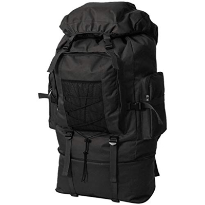 vidaXL Mochila Militar XXL Resistente Capacidad 100 L Negro Macuto Senderismo