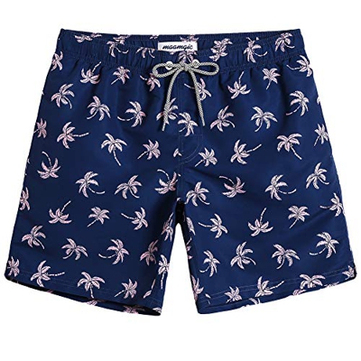 MaaMgic Shorts de Baño para Hombre Shorts de Playa Traje de Bañode Secado Rápido para Vacaciones Diseño a Rayas, Coco Azul Marino M