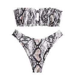 ZAFUL Conjunto de bikini para mujer, banda sin tirantes con cordón, traje de baño de color liso Diseño de serpiente. S precio
