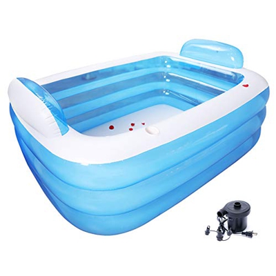 Tech-L Bañera Inflable 180x160x40cm Parejas Baño Barril Plegable Adulto Engrosado PVC Portátil Bañera Doble Relajación SPA Piscina Tres Capas Gran Tam