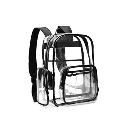 SPEEDEVE Mochila Bolso Escolar PVC Transparente estancas,Negro,40.6x33x12.7cm