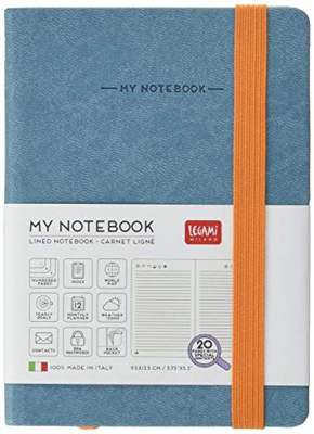 Legami MYNOT0104 - Cuaderno pequeño, diseño de rayas, color azul y gris