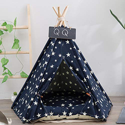 Xiangyin Pet Teepee Dog Cat Bed,Lona para Perros, Casas para Mascotas,Tiendas portátiles para Perros y Casas para Mascotas con cojín Grueso,19 Pulgada características