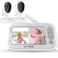JSLBtech Vigilabebés Inalambrico con 2 Cámara con Pantalla Dividida con Pantalla de 5" Visión Nocturna Comunicación Bidireccional Monitoreo de Tempera características
