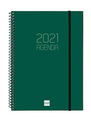 Finocam - Agenda 2021 Semana vista vertical Espiral Opaque Verde Español características