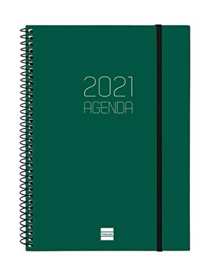 Finocam - Agenda 2021 Semana vista vertical Espiral Opaque Verde Español