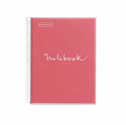 MIQUELRIUS - Cuaderno Notebook Emotions - 1 franja de color, A4, 80 Hojas cuadriculadas de 5mm, Papel 90g, 4 Taladros, Cubierta de Polipropileno Trans características