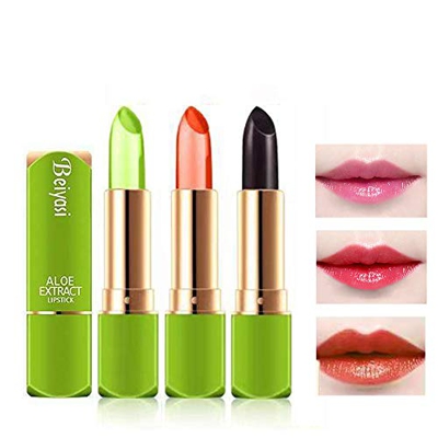 3 paquetes de lápiz labial de aloe vera, humectante, temperatura mágica, cambio de color, bálsamo labial de larga duración (A2)