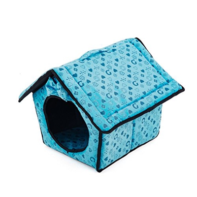 UEETEK Casa de Perro Cama de Mascota Cueva de Gato para Mascotas Menores de 5kg (Azul)