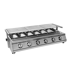 6 quemadores para barbacoa LPG, parrilla de gas, protección de cristal sin humo, acero inoxidable, para pícnic al aire libre, altura regulable en oferta