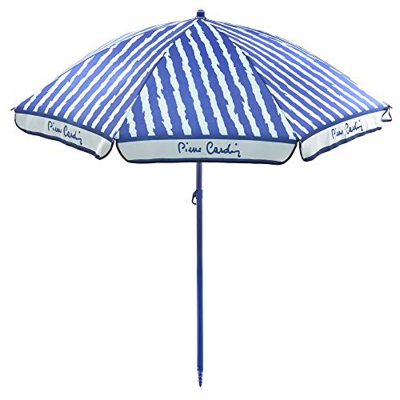 Pierre Cardin, Celeste Linea Haiti - Sombrilla de playa Portofino, rayos en Paragón, poste de acero, algodón, 200 cm