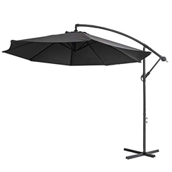 UISEBRT - Sombrilla de Aluminio con manivela (350 cm, protección UV 40+), Color Gris Oscuro características