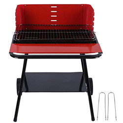 Greensen Barbacoa con ruedas, parrilla de acero inoxidable, parrilla de carbón vegetal, parrilla portátil antiadherente, para cocinar al aire libre, c características