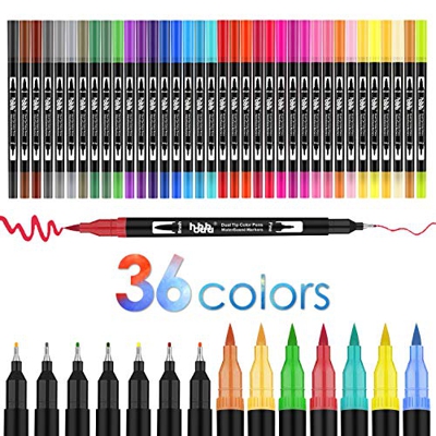36 colores doble Rotuladores Punta Pincel,juego de rotuladores de acuarela para adultos y niños, libros de colorear diarios, caligrafía, letras a mano