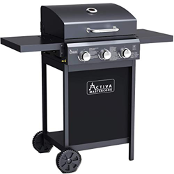 ACTIVA Cabrio - Barbacoa con ruedas (3 quemadores, 2,7 kW, parrilla cromada), color negro características