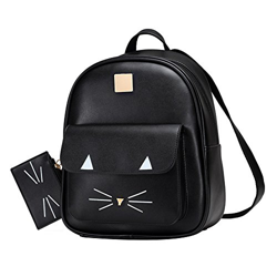 VARMHUS Mochila de ocio Cute Cat Mini School Bag, para Mujeres o Niñas (Negro, 31 * 25 * 13 CM) precio