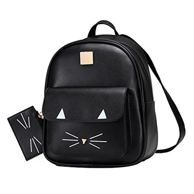 VARMHUS Mochila de ocio Cute Cat Mini School Bag, para Mujeres o Niñas (Negro, 31 * 25 * 13 CM)