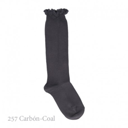 Calcetín Alto Punto Liso Con Puntilla En Puño De Condor. 257-carbón 0 en oferta