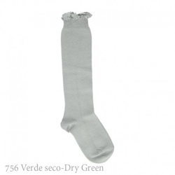 Calcetín Alto Punto Liso Con Puntilla En Puño De Condor. 756-verde Seco 4 en oferta
