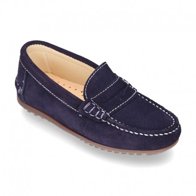Mocasín Antifaz Mayores Piso Conductor En Serraje. 42 Azul Marino