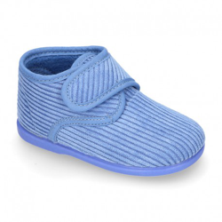 Botita De Casa Niños Sin Cordones Pana Fina. 20 Azul Medio en oferta