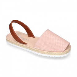 Menorquina Mujer Con Tira Tipo Alpargata En Piel. 36 Rosa en oferta
