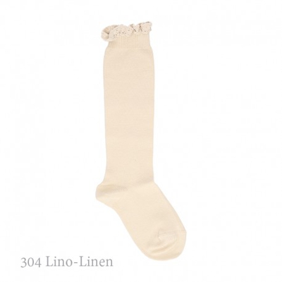 Calcetín Alto Punto Liso Con Puntilla En Puño De Condor. 304-lino 6